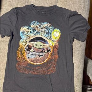 Star Wars Black T-Shirt with Colorful Baby Yoda Design